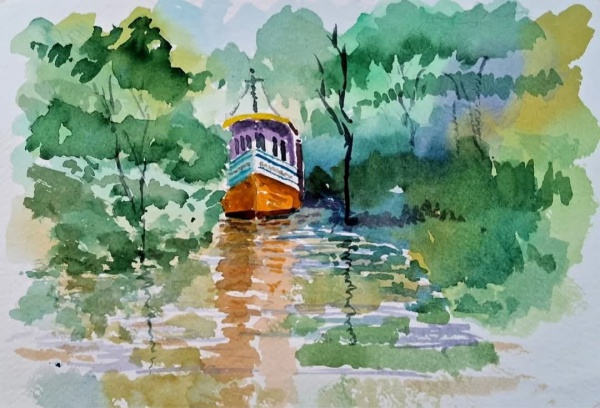 ARTISTA: Wagner Bottaro - O Barco - 2025 - Aquarela - 32 x 22 cm
