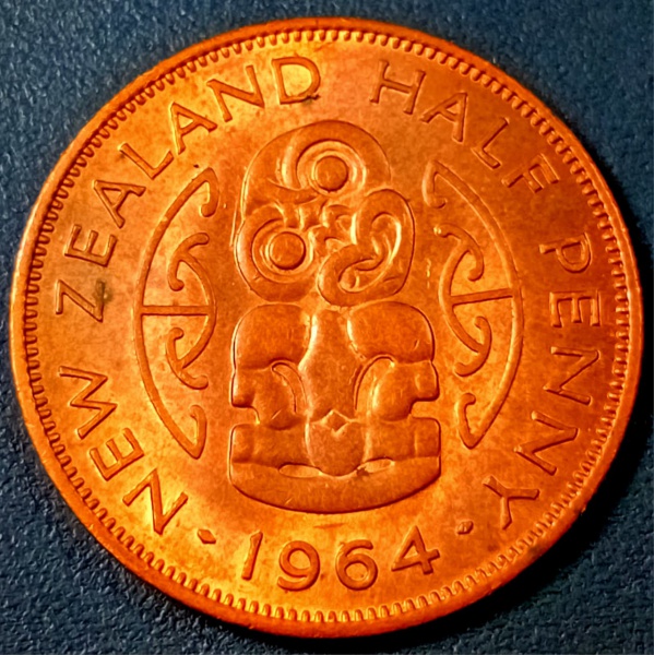紀念幣 Moeda da Nova Zelândia Half Penny ano 1964 Rainha Elizabeth II MBC
