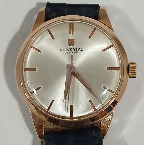 LINDO RELÓGIO UNIVERSAL GENEVE MASCULINO VINTAGE EM OURO 18K - PERFEITO FUNCIONAMENTO PORÉM SEM GARANTIAS FUTURAS.