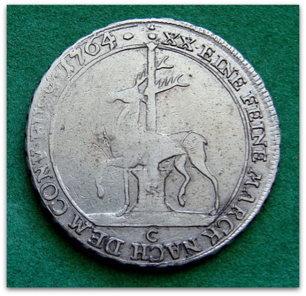 COD.800 - Rara - Stolberg - 1764 C - 2/3 Thaler - Prata - 13,9g - 33mm - KM#275 - Frederick Botho - Excelente Estado de Conservação - Oportunidade