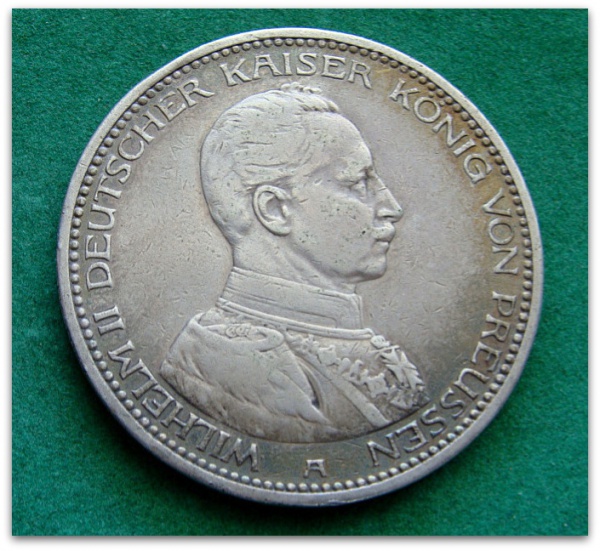 COD.300 - Prússia - 5 Marcos - 1913 - KM#536 - Prata .900 - 27,7g - 38mm - Excelente Estado de Conservação - Oportunidade