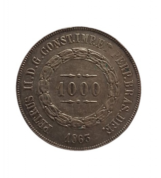 Moeda de 1000 REIS de PRATA ano de 1863.