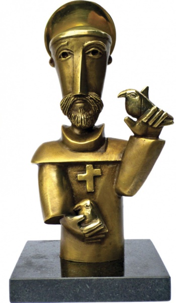 INOS CORRADIN  -  Escultura em bronze patinado: São Francisco;  Edição MIB (Momento Itália-Brasil): xx/20; Medidas: 22cm (A)  x 12cm (L) x 7cm (profundidade). Com Certificado de Autenticidade do próprio Artista; assinada na base