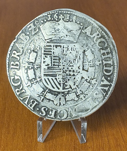 KM#35 HOLANDA ESPANHOLA 1 PATAGON 1618 MBC (BRABANT) 41mm , 28,16 Gr PRATA.