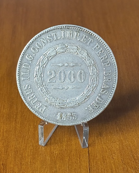P622 BRASIL 2000 REIS 1863 IMPERIO 3º SISTEMA.