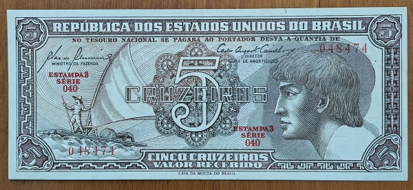 C111 BRASIL 5 CRUZEIROS INDIO SERIE 040 FE.