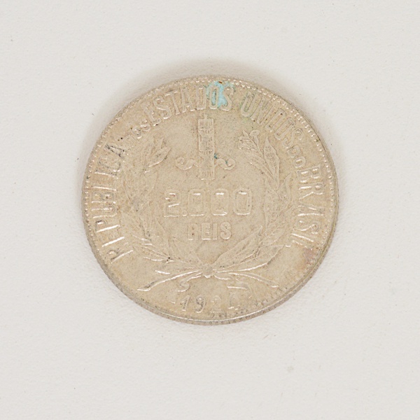 NUMISMÁTICA, Brasil, República, uma (1) moeda de 2000 reis de 1924, cunhada em PRATA, peso 8 gr.,excelente estado de conservação.
