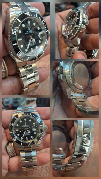 RELÓGIO - relógio no estilo Rolex - oyster perpetual date, submariner. Fundo preto, pulseira em aço - cronógrafo.