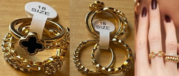 ANEIS  DOURADO CONJUNTO COM 4 ANÉIS RICAMENTE TRABALHADO COM UM TOQUE LINDO E LUXUOSO CONFORME A FOTO EXIBIDA