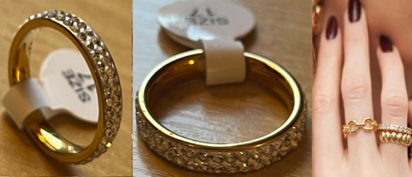 ANEL DOURADO RICAMENTE TRABALHADO COM ZIRCONIAS COM UM TOQUE LINDO E LUXUOSO CONFORME A FOTO EXIBID