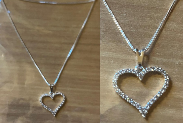 BELISSIMO COLAR   PRATEADO COM CORAÇÃO EM ZIRCONIAS  LINDO E LUXUOSO CONFORME A FOTO EXIBIDA  !!!