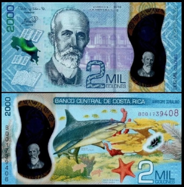 COSTA RICA - CEDULA EM POLIMERO BÉLISSIMA ANO 2018 EM ESTADO FLOR DE ESTAMPA DE CONSERVAÇÃO