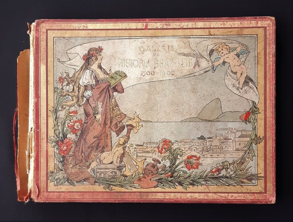 Livro Galeria de Historia Brazileira 1500 - 1900, de Ramiz Galvão. Rara obra comemorativa ao quarto centenário do descobrimento do Brasil, ricamente ilustrado, sem paginação; capa dura, com danos e perda na lombada e lombada parcialmente descolada do miolo; conteúdo íntegro. H. Garnier, livriero-editor, Rio de Janeiro, 1900; 25 x 33 cm
