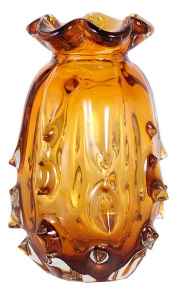 Belissimo e diferente vaso murano ambar , medindo aproximadamente 20 cm