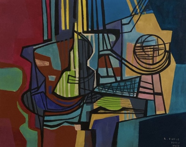 Roberto Burle Marx - Abstrato - acrílico sobre tela assinado inferior direito datado 1987 medidas  0,80 x 1,00 cm
