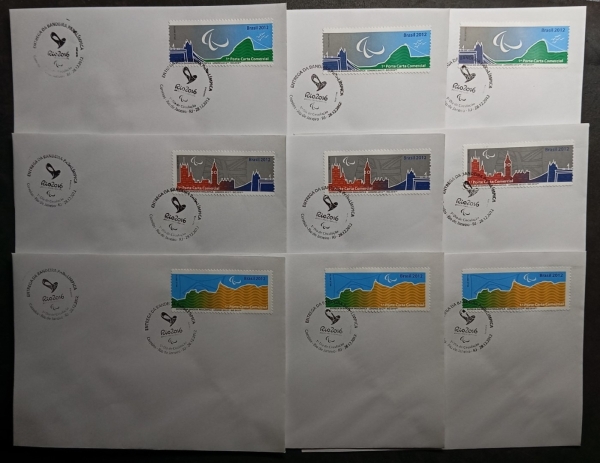 Atacado / Revenda - Três conjuntos de três EPDs cada da Entrega da Bandeira Paralímpica C3401 a C340