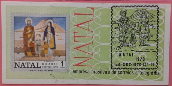 (159142) - Brasil 1970, bloco Natal com carimbo do 1º dia. Peça temática religiosa muito bem apresen