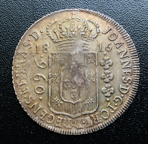 Moeda do Brasil Rara (SUPOSTA PARA SÃO PAULO) - Patacão 960 Réis 1816 B - P-401a - V.9B Sobre 8 Real