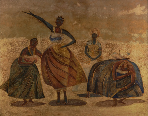 Joias . Héctor Carybé - Filha de Santo - Óleo sobre placa de vidro com 2,5cm - 105 x ...