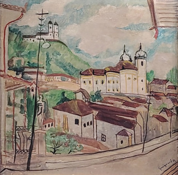 Joias . Alberto da Veiga Guignard - Vista de Ouro Preto com lateral da Igreja de Nossa ...