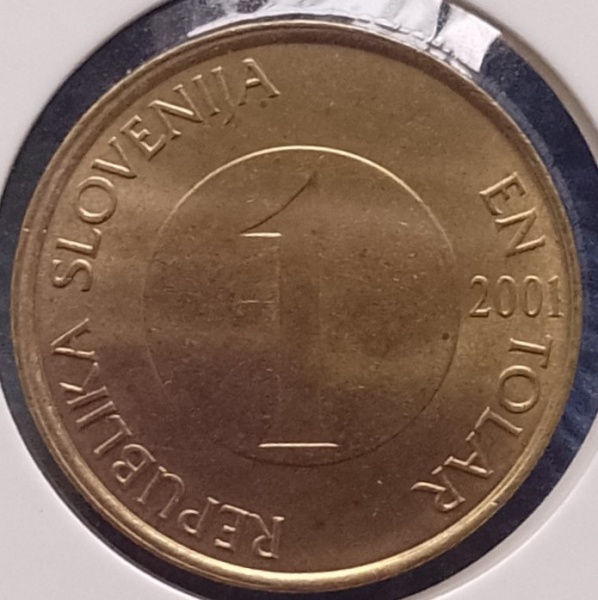 Moeda Estrangeira. 1 tolar da Eslovênia, 2001.