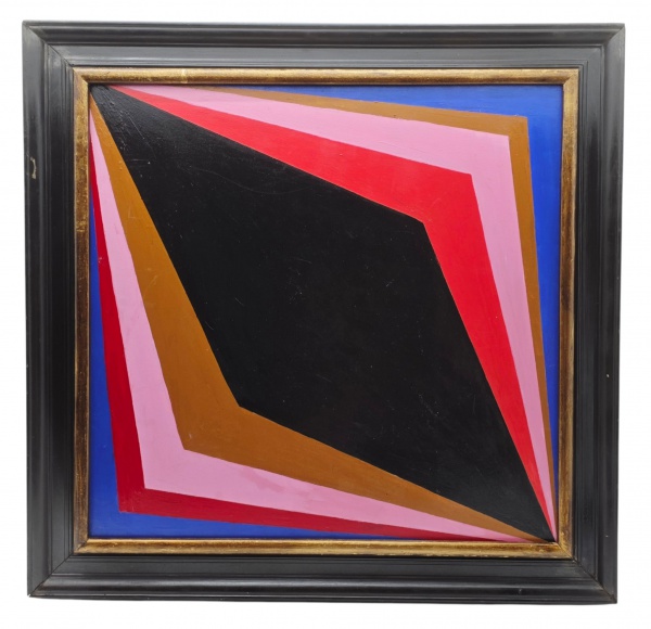 HÉRCULES BARSOTTI (1914-2010) - Quadro, acrílico sobre tela, assinado no verso, representando arte a