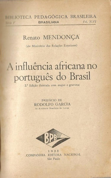 Renato Mendonça. A influência africana no português do