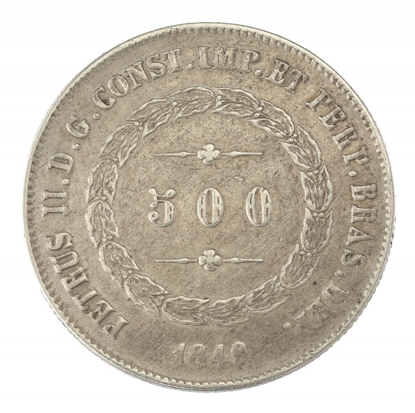 Moeda do Brasil - 500 Réis - 1849 (Data emendada) - 1º Tipo - Prata - Império - Cat. AI P562