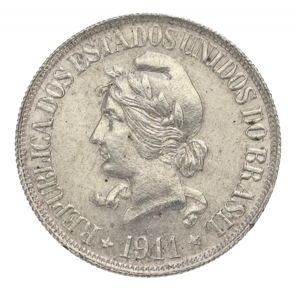 Moeda do Brasil - 500 Réis - 1911 - Escassa - Prata - Republica - Cat. AI P684 - FC , peça maravilhosa com brilho presente