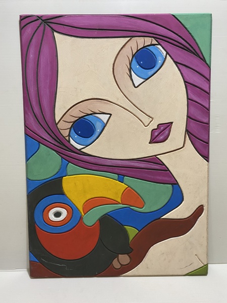 Quadro decorativo pintado à mão, Dimensões: 58 cm x 41 cm.