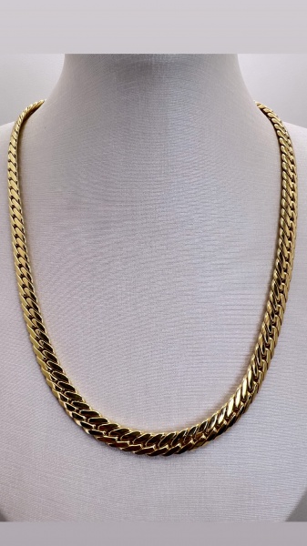 GARGANTILHA CONFECCIONADA EM OURO AMARELO 18K, PESO: 33,3g. TAMANHO: 45cm. FECHO MOSQUETÃO. VALOR DE