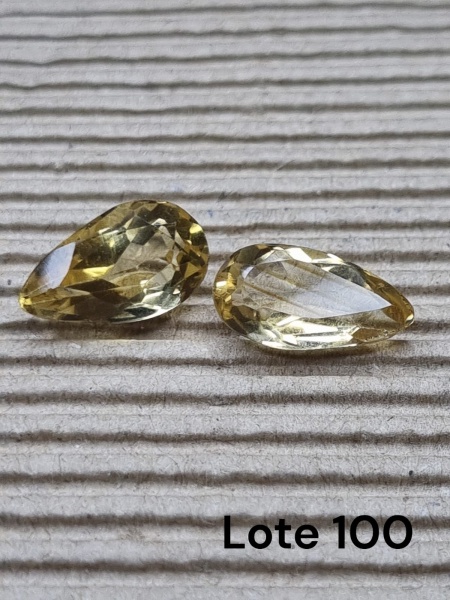 Joias . Par de Citrinos amarelos lapidação em gota translúcidos, medidas e peso ...
