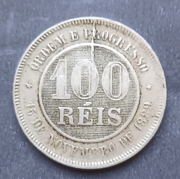 AV4082B - Moeda Brasil - 100 Reis - Cu/Ni - 1889 - MVM036 - CUNHO TRINCADO