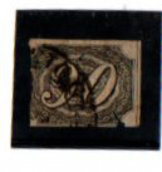 SR007UL2 - Selo Brasil Império - 90 Reis - INCLINADO - Tipo I - 1844 - Preco Catalogo - R$ 2300 - Rasgo na Borda