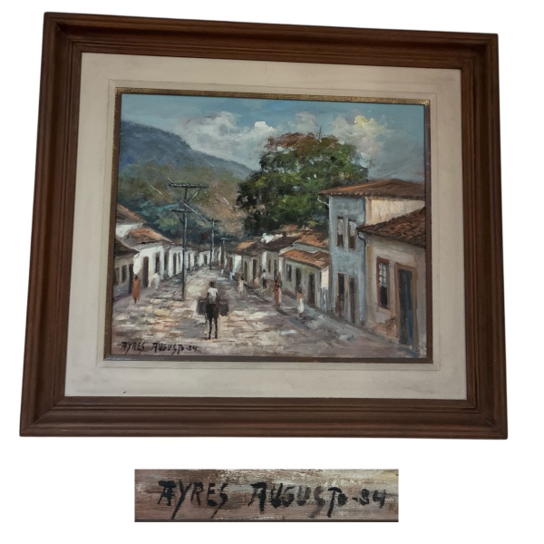 Arte . Antigo Óleo sobre Eucatex- Escola europeia retratando V foto 4