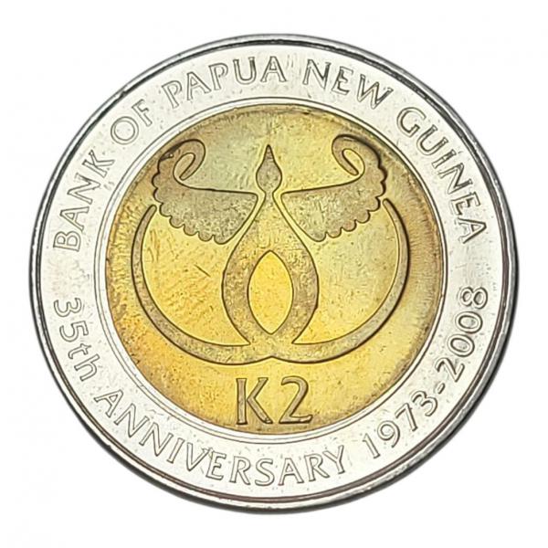 Moeda de Papua Nova Guiné - 2 Kina - Elizabeth II (35 anos do