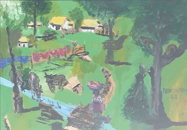 Ranchinho | Sítio | Técnica mista sobre papel | 33x48cm (55x69cm com moldura) | 1982 | ACID