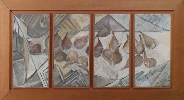 Chico Ferreira | Figos Cristalizados | Óleo sobre tela - Políptico | 40x20cm cada (57x106cm com moldura) | 1978 | ACID