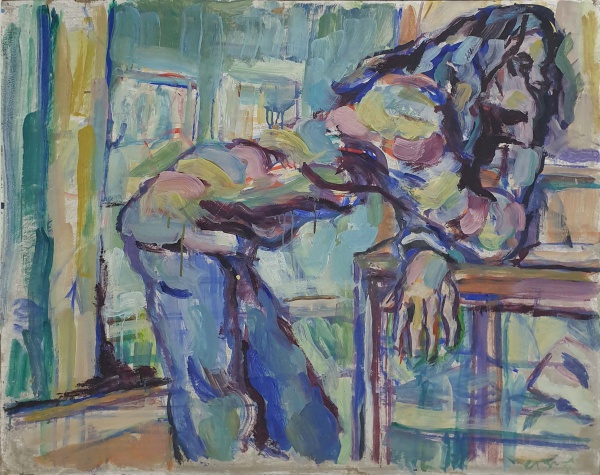 Cabral | Figura sobre a mesa | Óleo sobre placa | 80x100cm (96x106cm com moldura) | 1983 | ACID