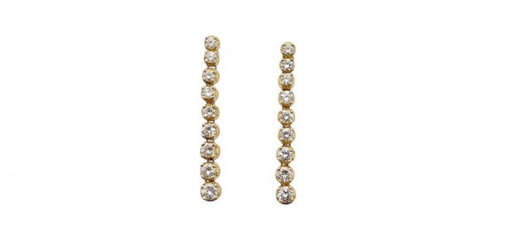 Joias . Brinco argola cravejado com diamantes em ouro amarelo, foto 2