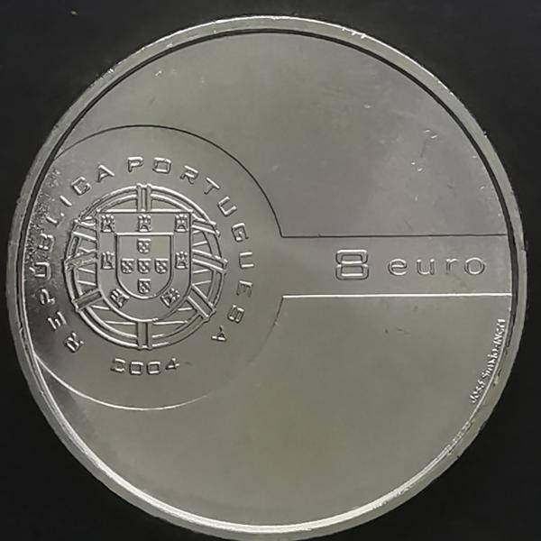 PORTUGAL - 8 EUROS - 2004 - PRATA .500 - 21,1gr - UEFA