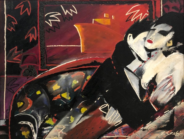 Arte . Guilherme Secchin  (1959 - 2016 )- Casal - Óleo s/ tela - Ass. inf. direito. ...