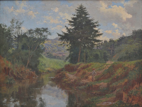 Joias . Baptista da Costa (1865 -1926)  - Paisagem com o Rio Piabanha - Petrópolis  - ...