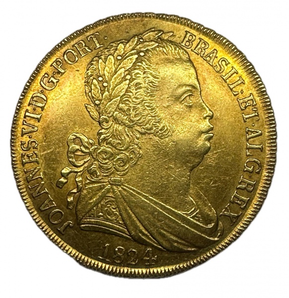 Joias . Moeda rara do Brasil império, Ouro, Peso 14,3g / 1824.