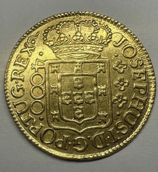 Joias . Moeda de ouro Portuguesa 4000 réis /Brasil - 1756 - 8.1g.