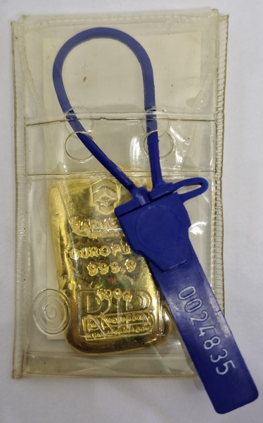 Joias . Barra de ouro Puro 999 com 100gr / Certificado pela Amagold com lacre de ...