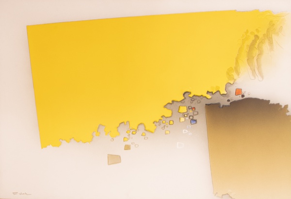 Fukuda, Roberto Kenji Fukuda (Indiana, 1943 - 2021). "Composição Abstrata". Óleo sobre tela.