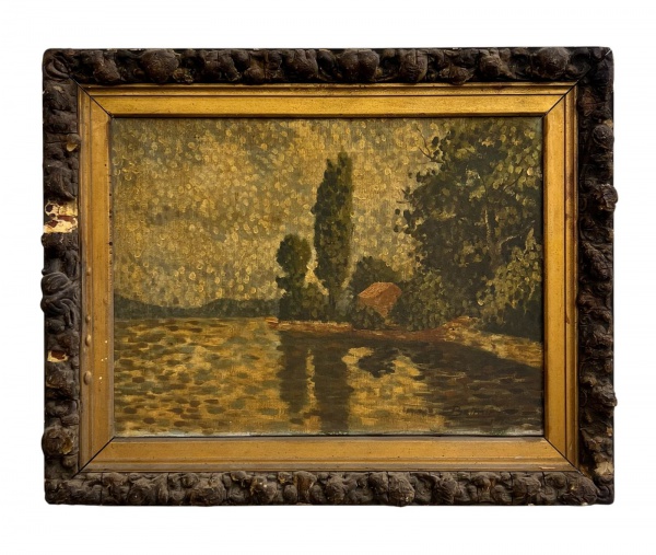 Arte . Belmiro de Almeida, quadro óleo sobre tela retratando paisagem, acondicionado ...