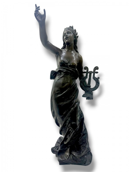 Joias . AUGUSTE MOREAU - Imponente escultura de bronze francês, representando Mulher ...