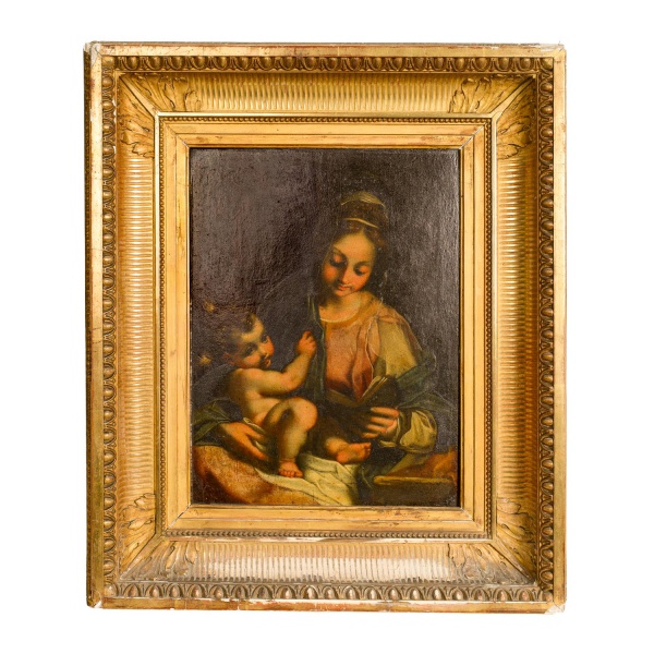 Arte . Federico Barocci - Quadro óleo sobre madeira representando Madonna com criança, ...